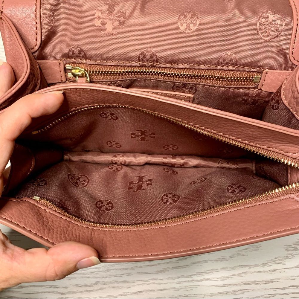 Tory Burch Landon Pebbled Leather Crossbody Combo Bag Chain Adjustable Strap - Picture 10 of 11